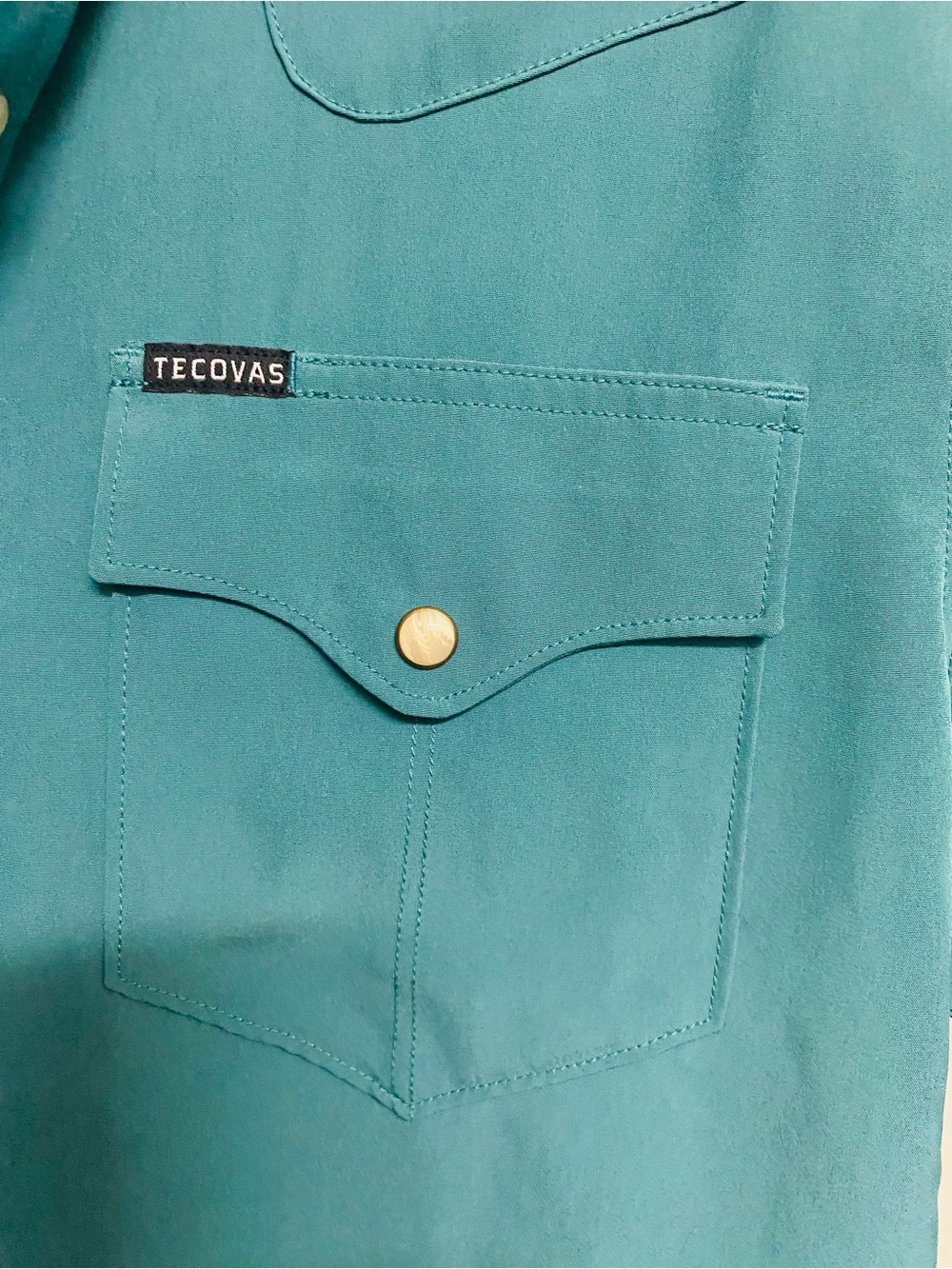 Tecovas Teal Short-Sleeve Western Button-Down Shirt- NWOT